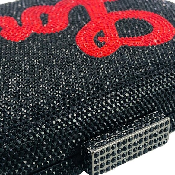 Black Red Luxury Crystal Heart and Love Clutch Rhinestone Mini Evening Bags - Picture 3 of 9
